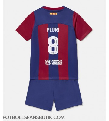 Barcelona Pedri Gonzalez #8 Replika Hemmatröja Barn 2023-24 Kortärmad (+ Korta byxor)